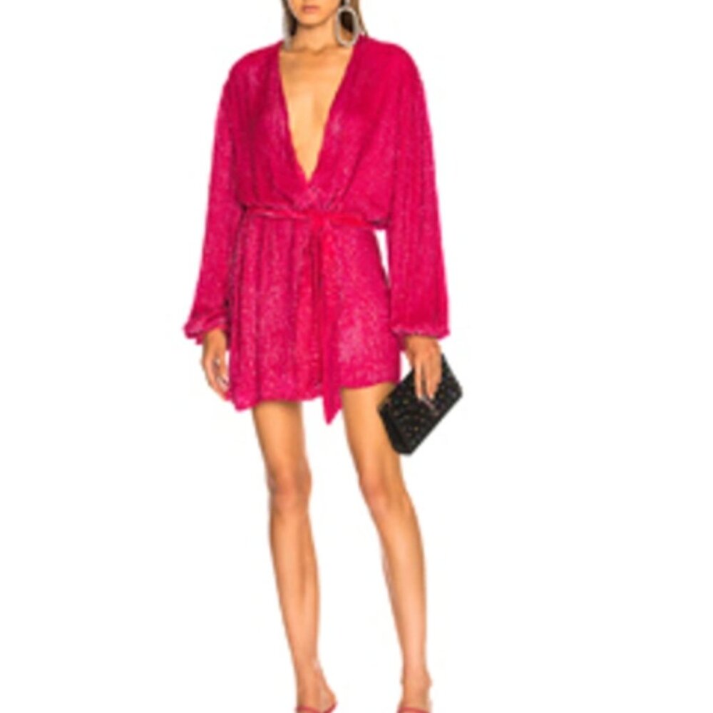 Retrofėte Gabrielle Robe Hot Pink Sequin Mini Size XS